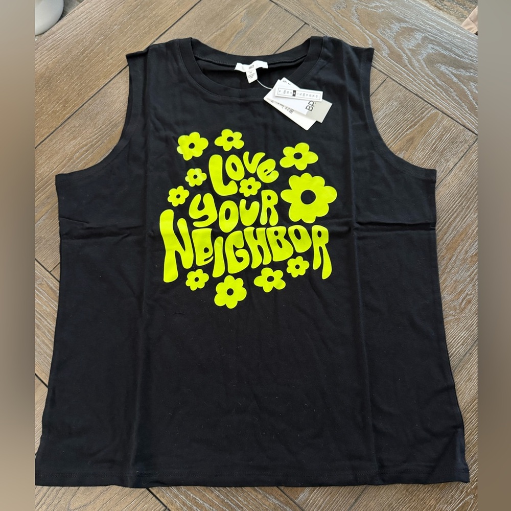 BP Black Tank Top with Neon Yellow Graphic